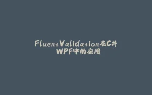 FluentValidation在C# WPF中的应用-拾光赋