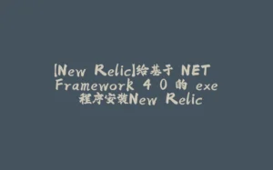 【New Relic】给基于.NET Framework 4.0 的 exe 程序安装New Relic-拾光赋