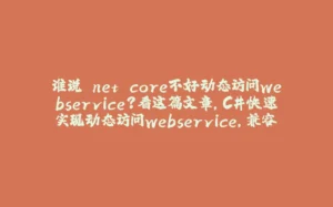 谁说.net core不好动态访问webservice?看这篇文章,C#快速实现动态访问webservice,兼容.net framework和.net core+-拾光赋