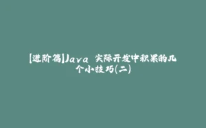 【进阶篇】Java 实际开发中积累的几个小技巧(二)-拾光赋