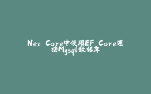 Net Core中使用EF Core连接Mysql数据库-拾光赋
