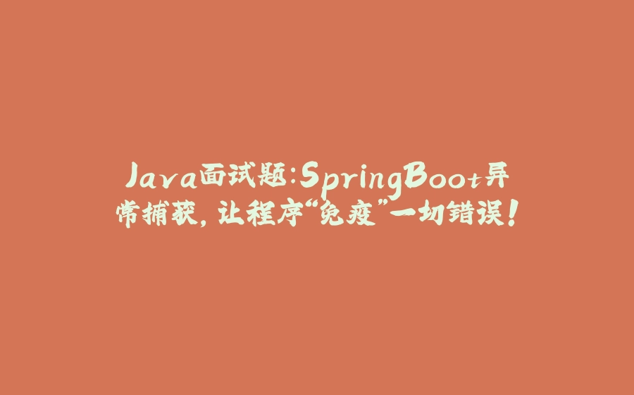 Java面试题：SpringBoot异常捕获，让程序“免疫”一切错误！ - 拾光赋-拾光赋