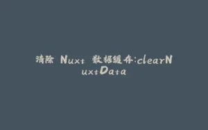 清除 Nuxt 数据缓存：clearNuxtData-拾光赋