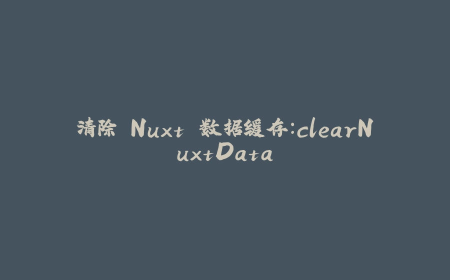 清除 Nuxt 数据缓存：clearNuxtData - 拾光赋-拾光赋