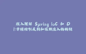 深入理解 Spring IoC 和 DI：掌握控制反转和依赖注入的精髓-拾光赋