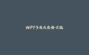 WPF多表头表格实现-拾光赋