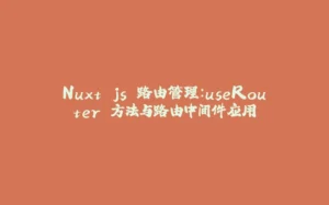 Nuxt.js 路由管理:useRouter 方法与路由中间件应用-拾光赋