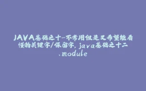 JAVA基础之十-不常用但是又希望能看懂的关键字/保留字,java基础之十二、module-拾光赋