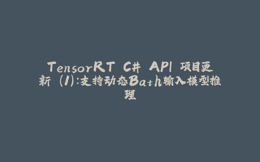 TensorRT C# API 项目更新 (1)：支持动态Bath输入模型推理 - 拾光赋-拾光赋