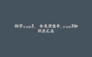 初学vue3, 全是黑盒子,vue3知识点汇总-拾光赋