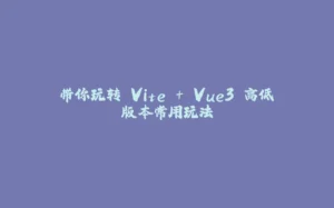 带你玩转 Vite + Vue3 高低版本常用玩法-拾光赋