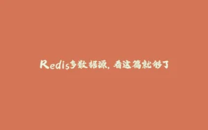 Redis多数据源，看这篇就够了-拾光赋