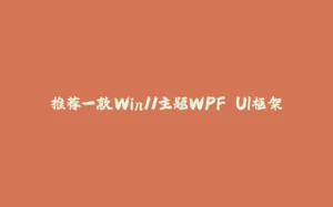 推荐一款Win11主题WPF UI框架-拾光赋