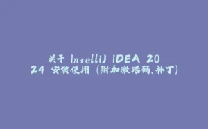 关于 IntelliJ IDEA 2024 安装使用 (附加激活码、补丁)-拾光赋