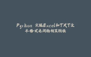Python 实现Excel和TXT文本格式之间的相互转换-拾光赋