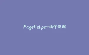 PageHelper插件使用-拾光赋