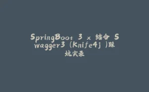 SpringBoot 3.x 结合 Swagger3 (Knife4j )踩坑实录-拾光赋