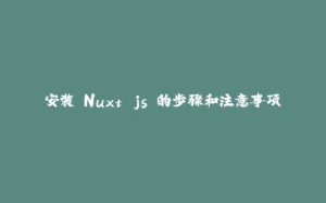 安装 Nuxt.js 的步骤和注意事项-拾光赋