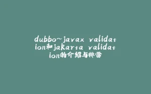 dubbo~javax.validation和jakarta.validation的介绍与排雷-拾光赋