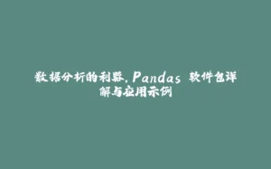 数据分析的利器,Pandas 软件包详解与应用示例-拾光赋