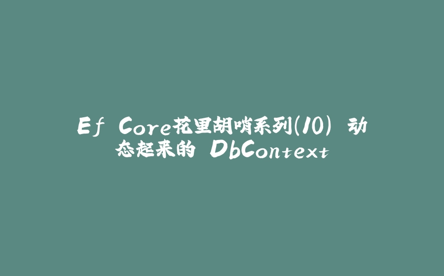 Ef Core花里胡哨系列(10) 动态起来的 DbContext - 拾光赋-拾光赋