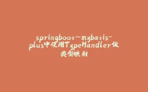 springboot~mybatis-plus中使用TypeHandler做类型映射-拾光赋