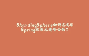 ShardingSphere如何完成与Spring家族无缝整合的？-拾光赋