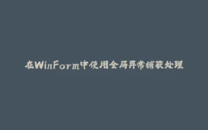 在WinForm中使用全局异常捕获处理-拾光赋