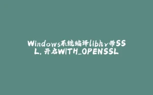 Windows系统编译libhv带SSL，开启WITH_OPENSSL-拾光赋