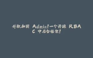 升职加薪 Admin！一个开源 RBAC 中后台框架！-拾光赋