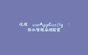 使用 `useAppConfig` ：轻松管理应用配置-拾光赋
