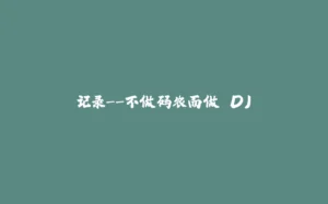 记录--不做码农而做 DJ-拾光赋