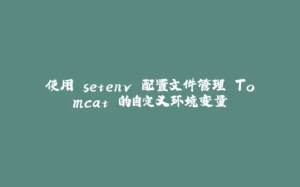 使用 setenv 配置文件管理 Tomcat 的自定义环境变量-拾光赋