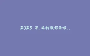 2023 年，又打破记录啦。。-拾光赋