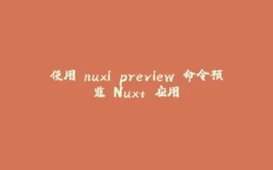使用 nuxi preview 命令预览 Nuxt 应用-拾光赋