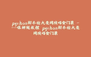python脚本抢大麦网演唱会门票 ---保姆级教程 python脚本抢大麦网演唱会门票-拾光赋