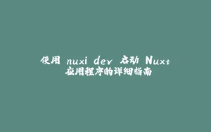 使用 nuxi dev 启动 Nuxt 应用程序的详细指南-拾光赋