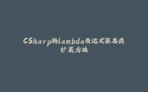 CSharp的lambda表达式匿名类扩展方法-拾光赋