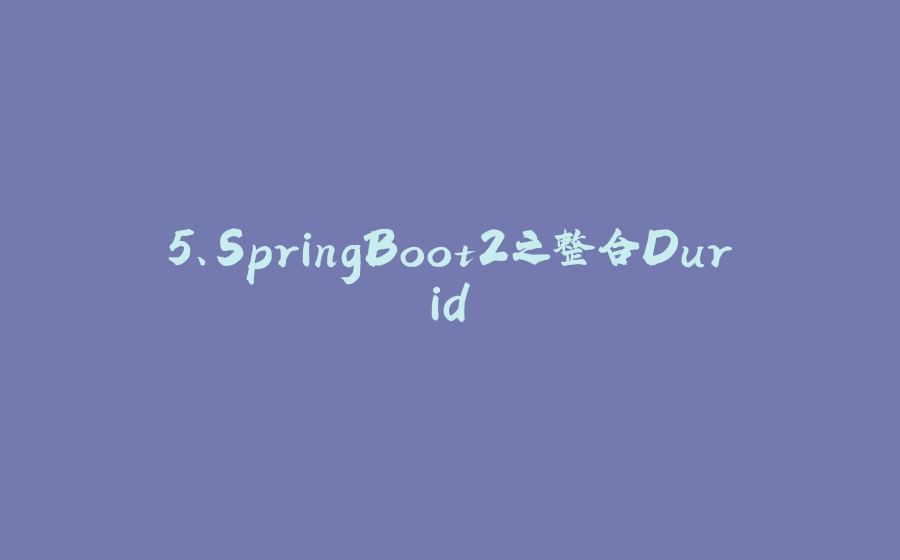 5、SpringBoot2之整合Durid - 拾光赋-拾光赋