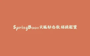 SpringBoot实现动态数据源配置-拾光赋