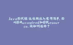 Java面试题：让依赖注入变得简单，面对@Autowired和@Resource，该如何选择？-拾光赋