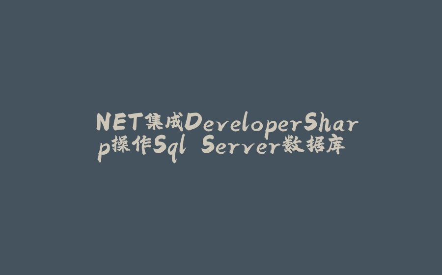.NET集成DeveloperSharp操作Sql Server数据库 - 拾光赋-拾光赋