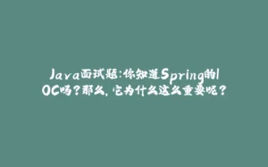 Java面试题:你知道Spring的IOC吗?那么,它为什么这么重要呢?-拾光赋