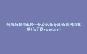 码农的转型之路-全力以赴升级物联网浏览器(IoTBrowser)-拾光赋