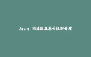Java 项目现在基于注解开发-拾光赋