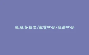 微服务框架/配置中心/注册中心-拾光赋