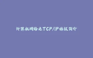 计算机网络之TCP/IP协议简介-拾光赋