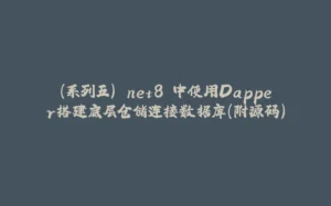（系列五）.net8 中使用Dapper搭建底层仓储连接数据库（附源码）-拾光赋