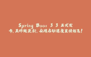 Spring Boot 3.3 正式发布,王炸级更新,应用启动速度直接起飞!-拾光赋