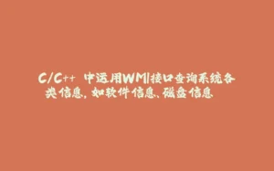C/C++ 中运用WMI接口查询系统各类信息，如软件信息、磁盘信息...-拾光赋